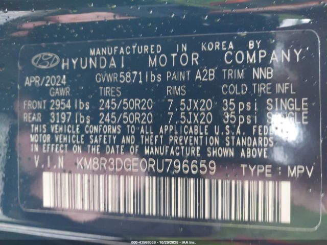 2024 HYUNDAI PALISADE KM8R3DGE0RU796659 Photo 8