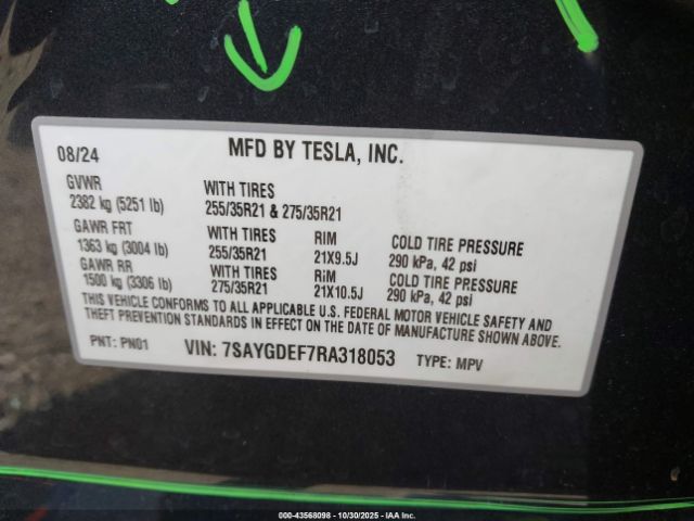 2024 TESLA MODEL Y 7SAYGDEF7RA318053 Photo 8
