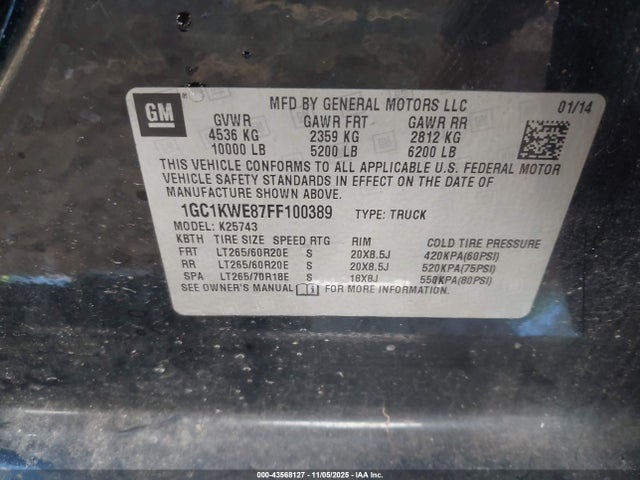 Chevrolet Silverado 2500hd Ltz 2015 1GC1KWE87FF100389 Image 9