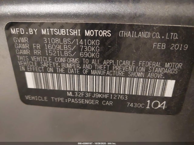 2019 MITSUBISHI MIRAGE G4 ML32F3FJ9KHF12763 Photo 8
