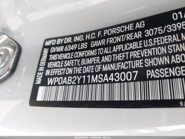 2021 PORSCHE TAYCAN WP0AB2Y11MSA43007 Photo 8