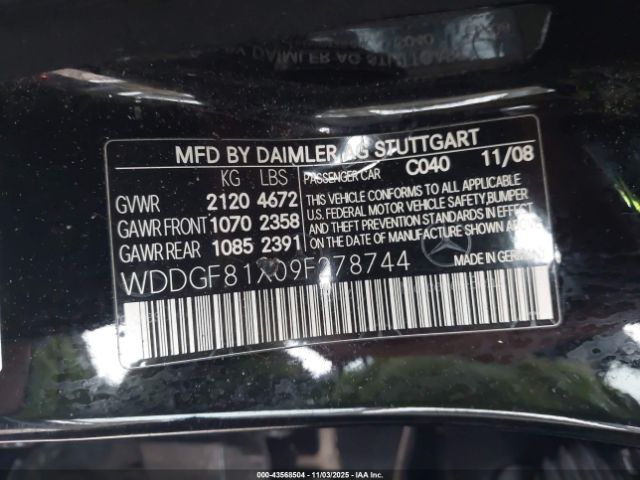 2009 MERCEDES-BENZ C 300 WDDGF81X09F278744 Photo 8