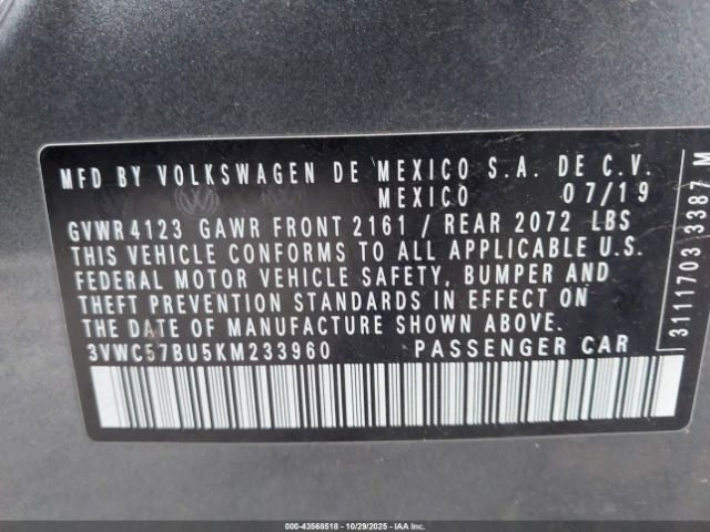 2019 VOLKSWAGEN JETTA 3VWC57BU5KM233960 Photo 8