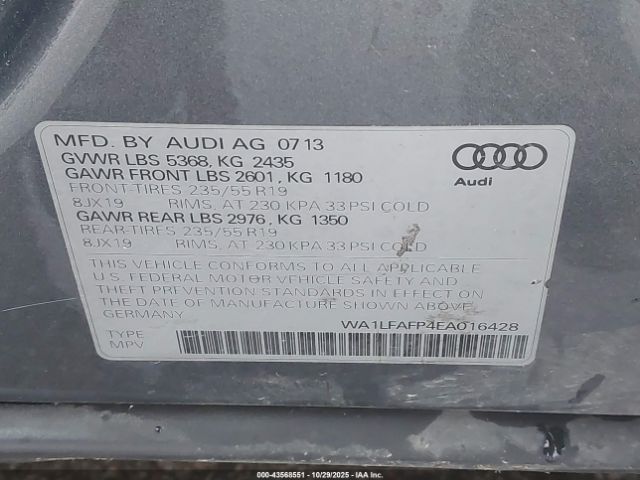 2014 AUDI Q5 WA1LFAFP4EA016428 Photo 8