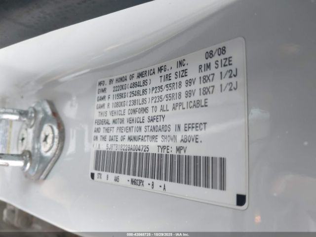 2009 ACURA RDX 5J8TB18229A004725 Photo 8