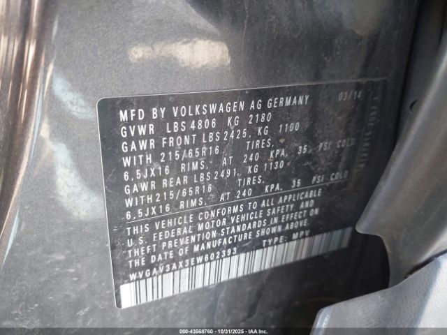 2014 VOLKSWAGEN TIGUAN WVGAV3AX3EW602393 Photo 8