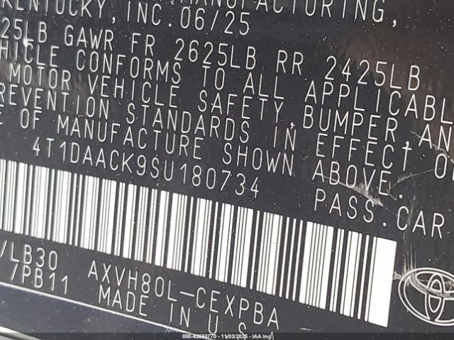 2025 TOYOTA CAMRY 4T1DAACK9SU180734 Photo 8