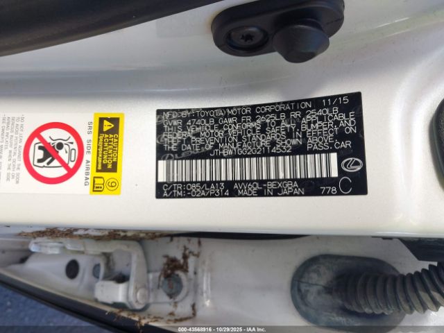 2016 LEXUS ES 300H JTHBW1GG2G2114532 Photo 8