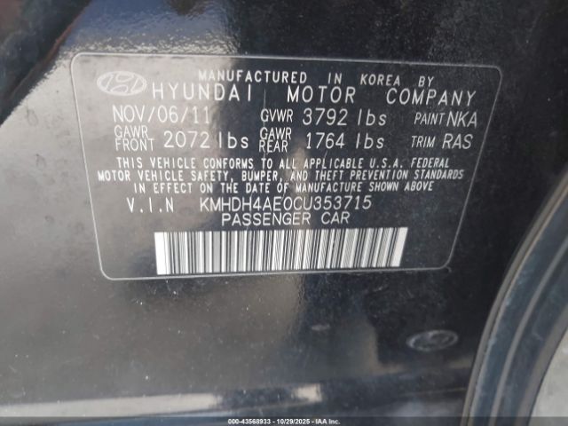 2012 HYUNDAI ELANTRA KMHDH4AE0CU353715 Photo 8