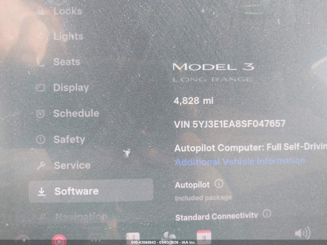 Продаж на аукціоні авто 2025 Tesla Model 3, vin: 5YJ3E1EA8SF047657, номер лоту: 43568943