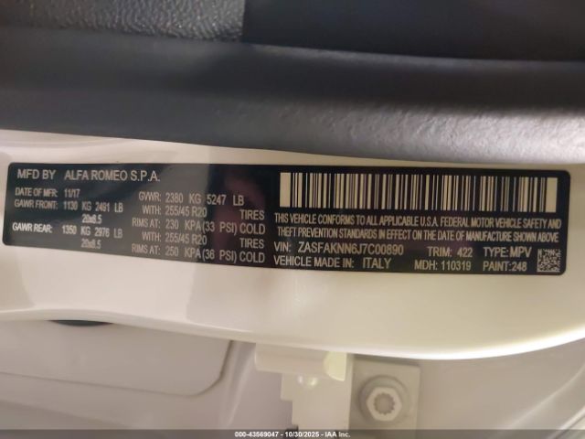 2018 ALFA ROMEO STELVIO ZASFAKNN6J7C00890 Photo 8