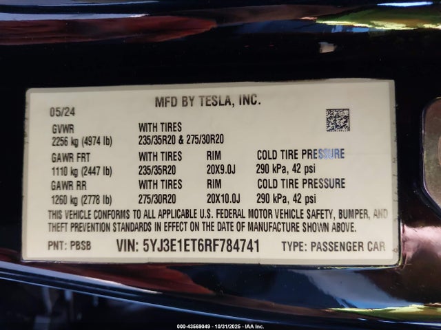 2024 TESLA MODEL 3 5YJ3E1ET6RF784741 Photo 8