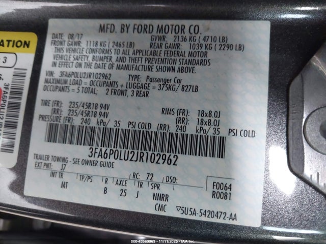 Ford Fusion Hybrid Se 2018 3FA6P0LU2JR102962 Image 9
