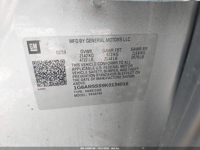 2019 CADILLAC CTS 1G6AR5SS9K0134016 Photo 8