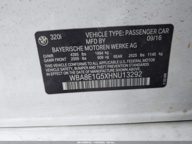 2017 BMW 320I WBA8E1G5XHNU13292 Photo 8