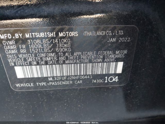 2022 MITSUBISHI MIRAGE G4 ML32FUFJ2NHF06443 Photo 8