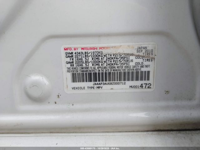 2011 MITSUBISHI OUTLANDER SPORT JA4AP3AU6BZ000712 Photo 8