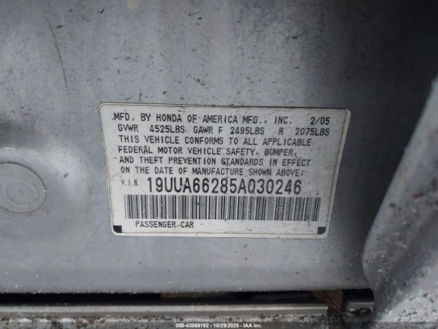 2005 ACURA TL 19UUA66285A030246 Photo 8