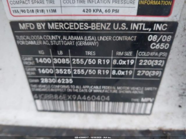 2009 MERCEDES-BENZ ML 350 4JGBB86EX9A460404 Photo 8