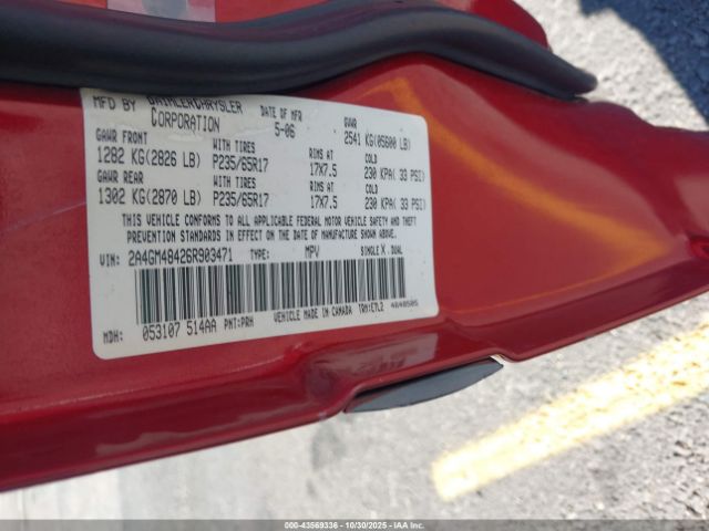 2006 CHRYSLER PACIFICA 2A4GM48426R903471 Photo 8