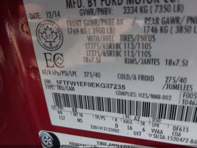 2014 FORD F-150 1FTFW1EF0EKG37235 Photo 8