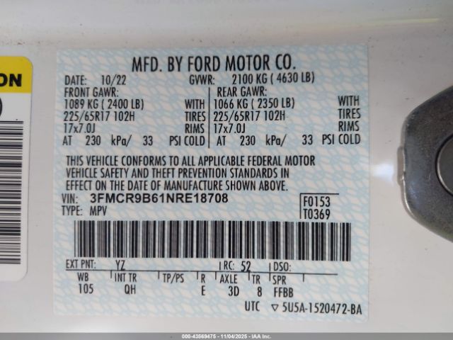 2022 FORD BRONCO SPORT 3FMCR9B61NRE18708 Photo 8