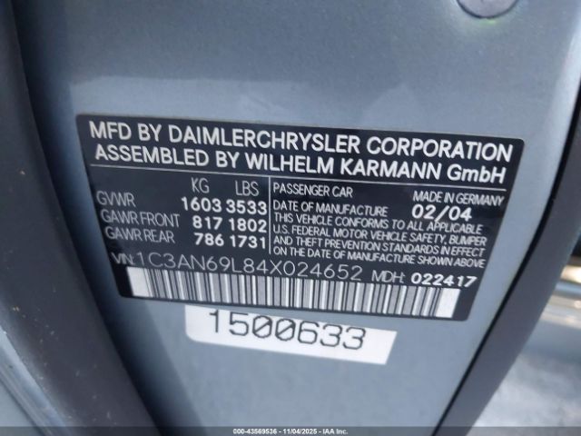 2004 CHRYSLER CROSSFIRE 1C3AN69L84X024652 Photo 8