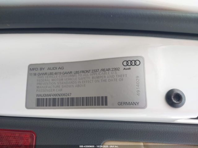 2019 AUDI A4 WAUGMAF4XKN006247 Photo 8