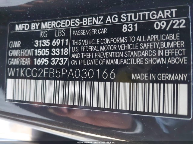 Aukcja sprzedaży 2023 Mercedes-benz Eqs 450 4matic, vin: W1KCG2EB5PA030166, numer aukcji: 43569606