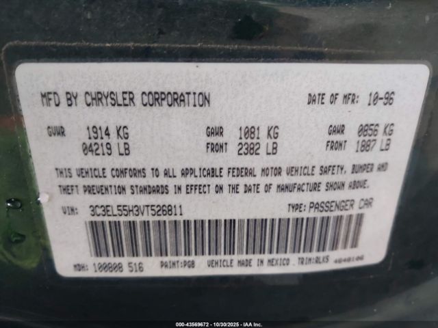 1997 CHRYSLER SEBRING 3C3EL55H3VT526811 Photo 8