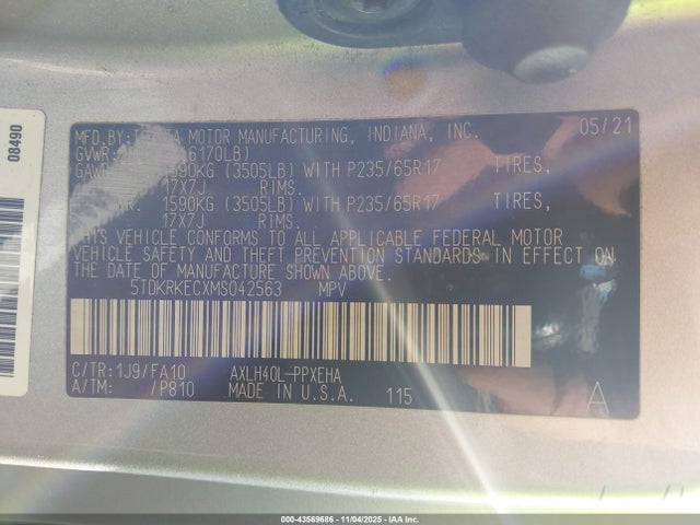 2021 TOYOTA SIENNA 5TDKRKECXMS042563 Photo 8