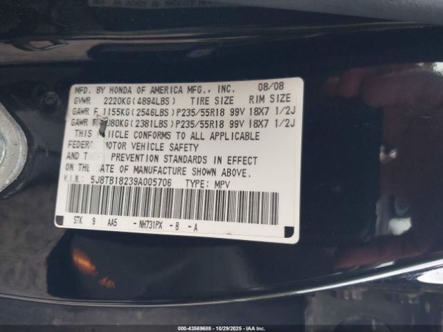 2009 ACURA RDX 5J8TB18239A005706 Photo 8