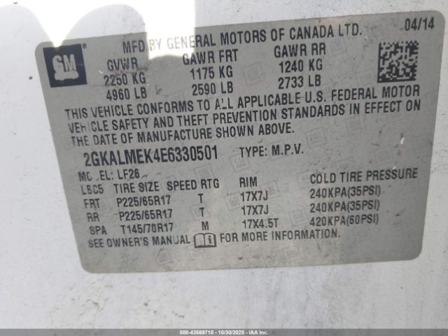 2014 GMC TERRAIN 2GKALMEK4E6330501 Photo 8