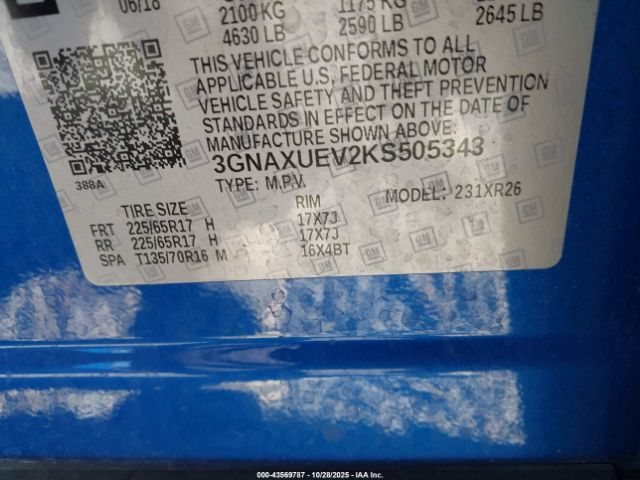 2019 CHEVROLET EQUINOX 3GNAXUEV2KS505343 Photo 8