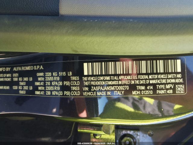 2021 ALFA ROMEO STELVIO ZASPAJAN5M7D09270 Photo 8