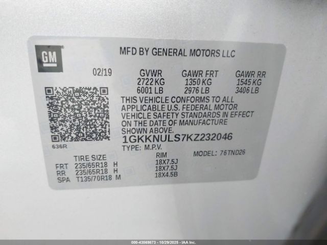2019 GMC ACADIA 1GKKNULS7KZ232046 Photo 8