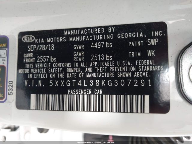 2019 KIA OPTIMA 5XXGT4L38KG307291 Photo 8