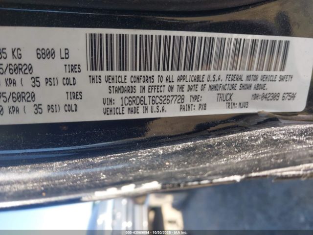 2012 RAM 1500 1C6RD6LT6CS267728 Photo 8