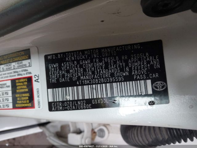 2011 TOYOTA AVALON 4T1BK3DB2BU395595 Photo 8