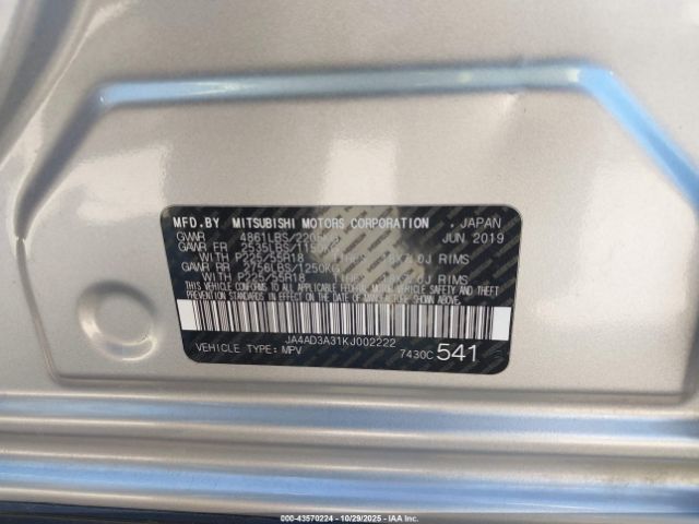 2019 MITSUBISHI OUTLANDER JA4AD3A31KJ002222 Photo 8