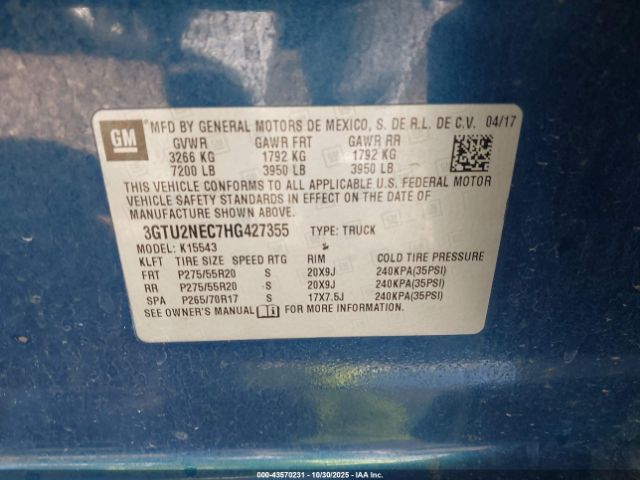 2017 GMC SIERRA 1500 3GTU2NEC7HG427355 Photo 8