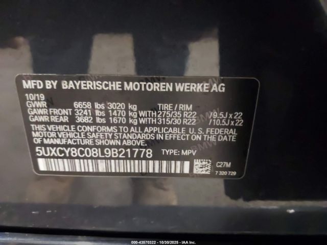 2020 BMW X6 5UXCY8C08L9B21778 Photo 8