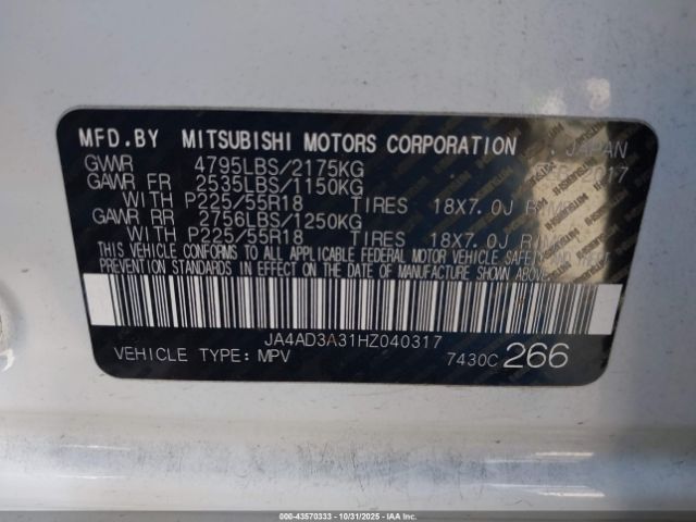 2017 MITSUBISHI OUTLANDER JA4AD3A31HZ040317 Photo 8