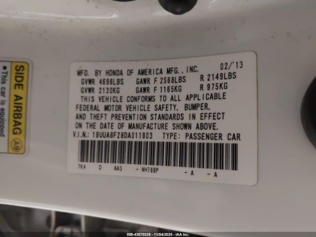 2013 ACURA TL 19UUA8F28DA011903 Photo 8