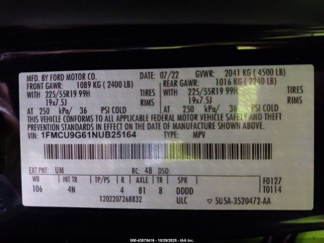 2022 FORD ESCAPE 1FMCU9G61NUB25164 Photo 8