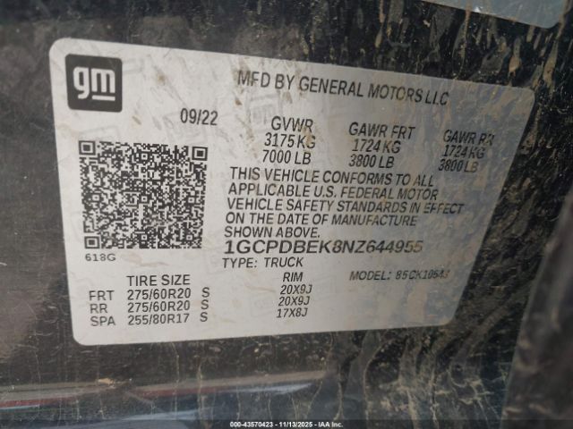 2022 CHEVROLET SILVERADO 1500 1GCPDBEK8NZ644955 Photo 8