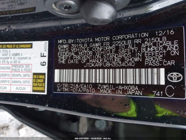 2017 TOYOTA PRIUS JTDKARFU8H3534040 Photo 8