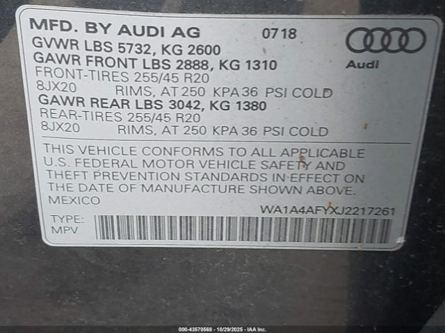 2018 AUDI SQ5 WA1A4AFYXJ2217261 Photo 8