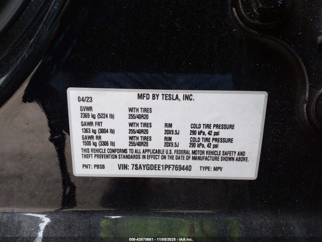 2023 TESLA MODEL Y 7SAYGDEE1PF769440 Photo 8