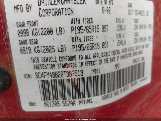 2002 CHRYSLER PT CRUISER 3C4FY48B22T387513 Photo 8